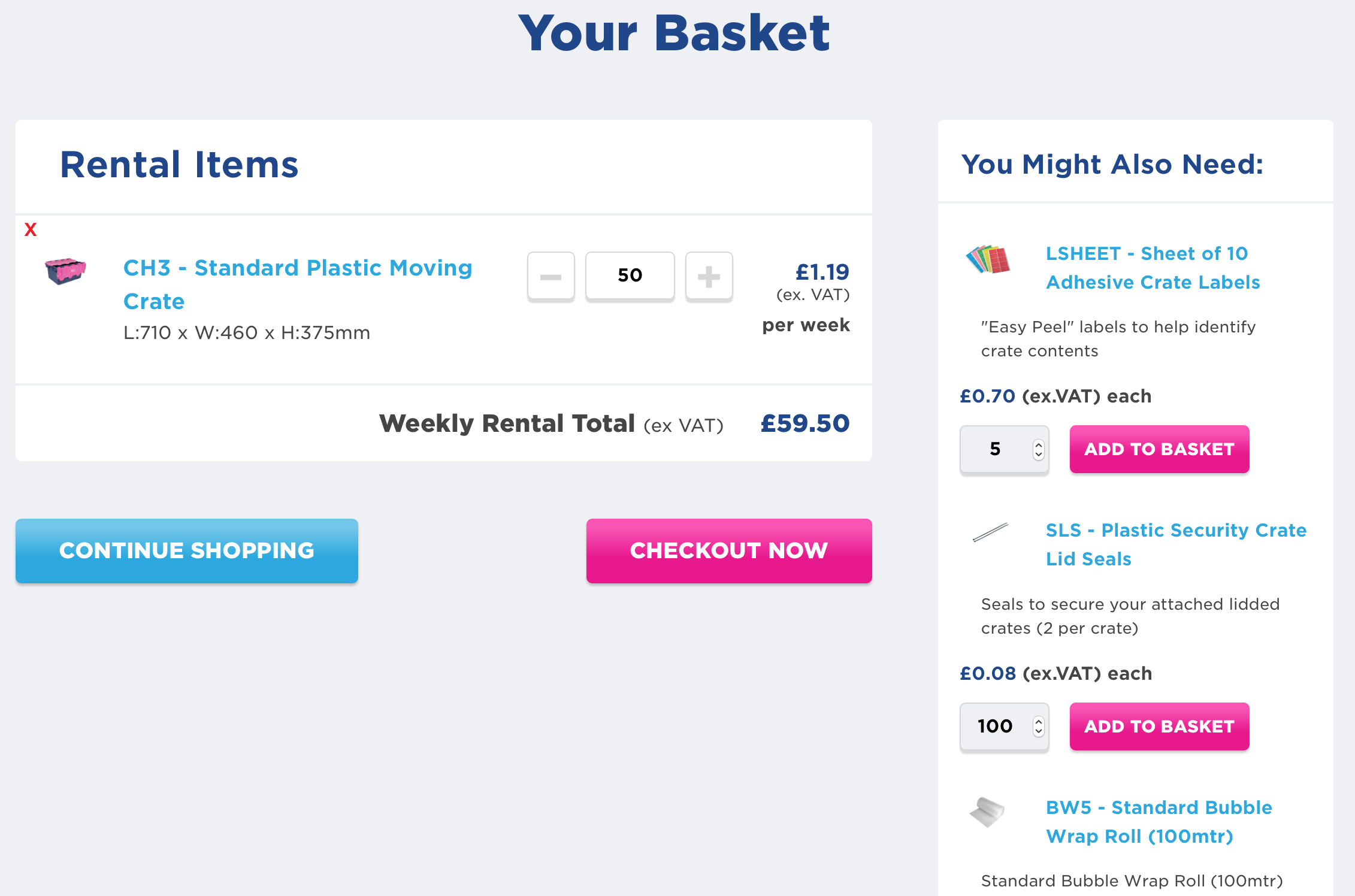 Crate Hire UK Basket